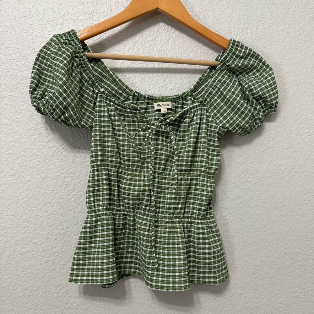 Madewell Gingham Puff Sleeve Top